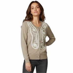 Banana Republic Beige Embroidered Cardigan • Small